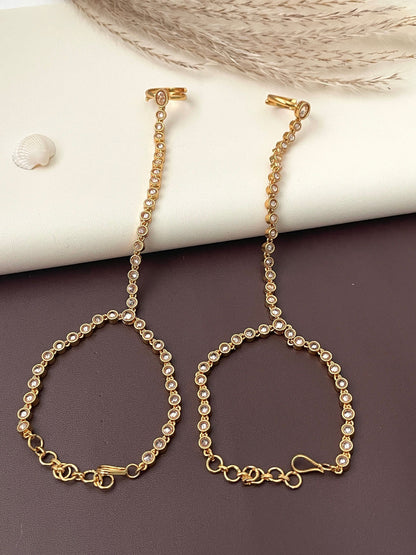 Elegant kundan haat panja gold plated