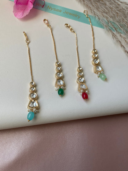 Gold Plated Kundan Maang Tika: Indian Head Jewelry