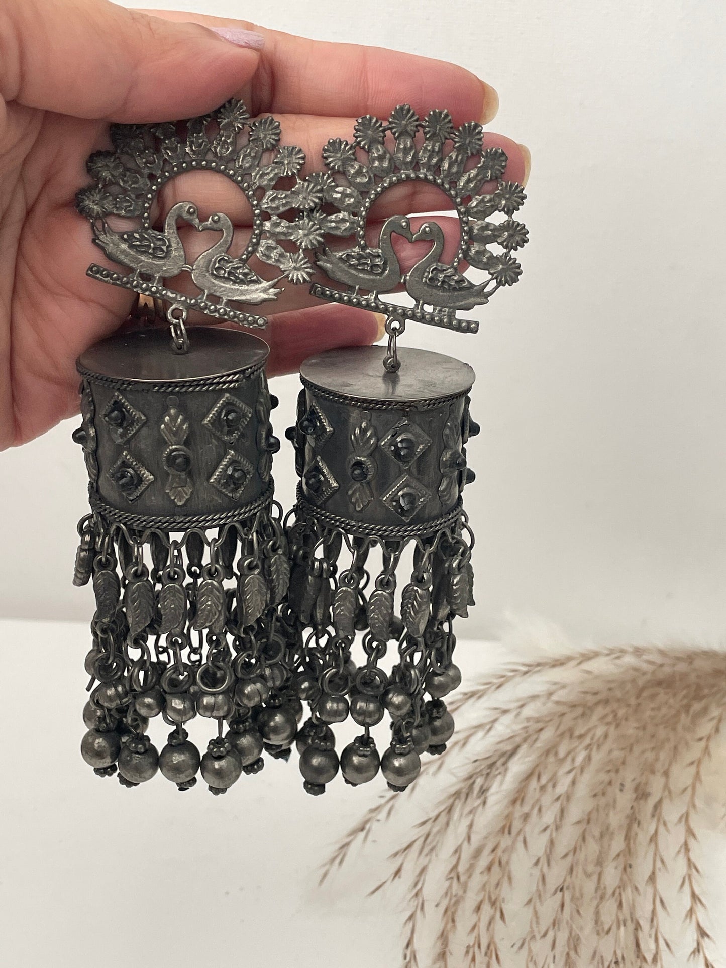 Oxidized Jhumka Earrings: Black Oversized Statement Jewelry