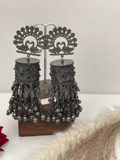 Oxidized Jhumka Earrings: Black Oversized Statement Jewelry