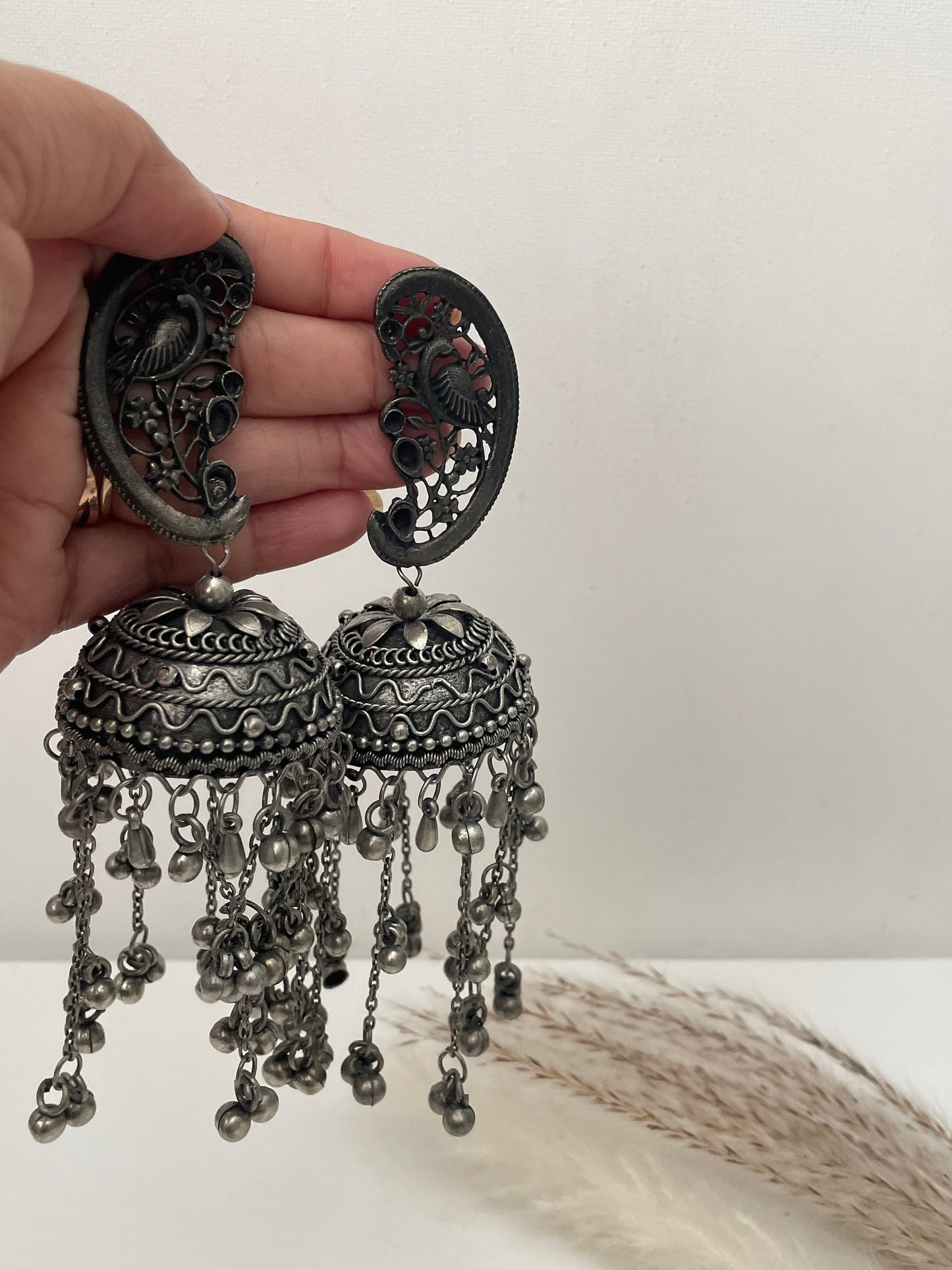 Oxidized Jhumka Earrings: Black Oversized Statement Jewelry