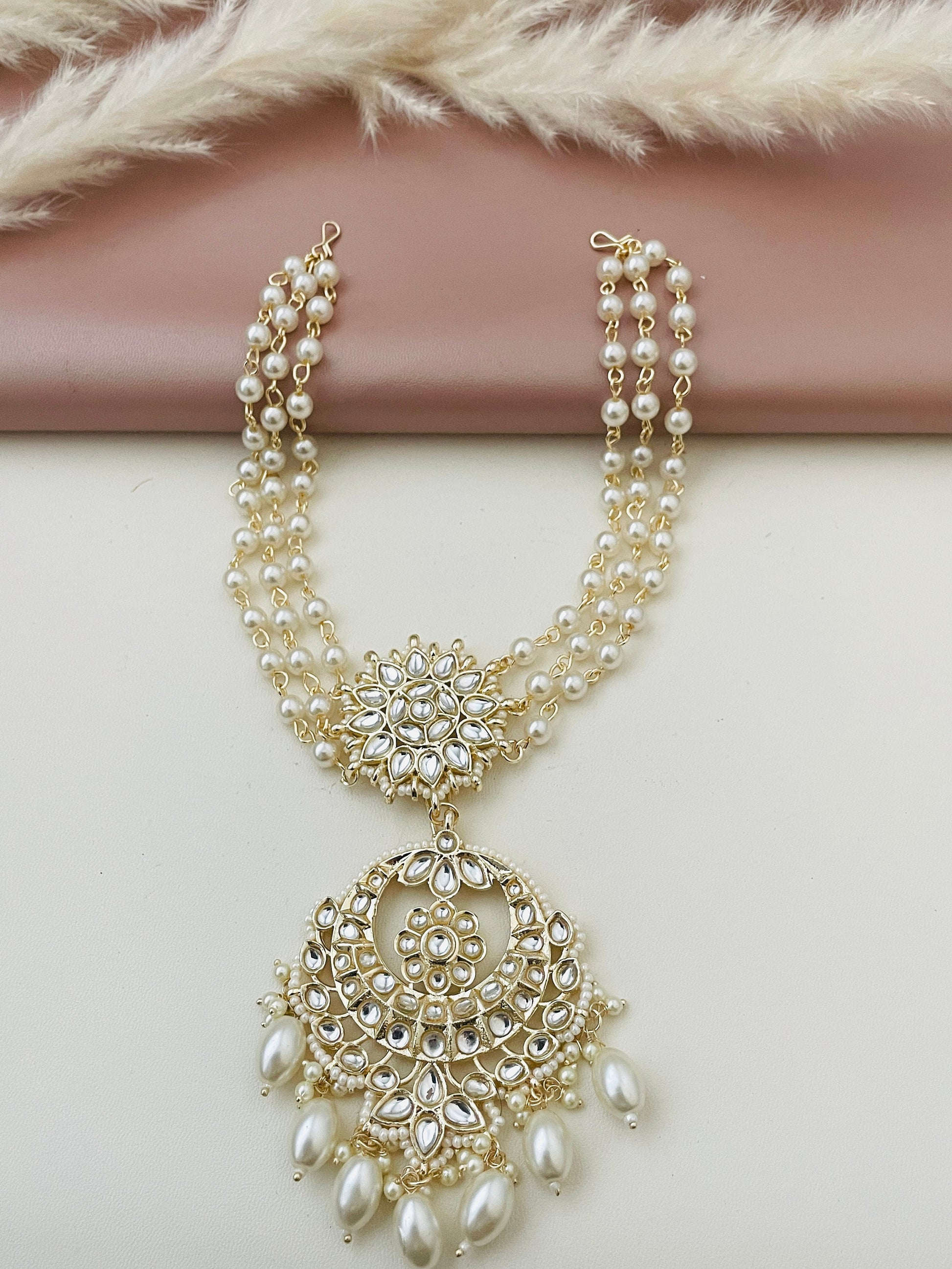 Kundan Stone Paranda: Gold-Plated Indian Braid Hair Accessory