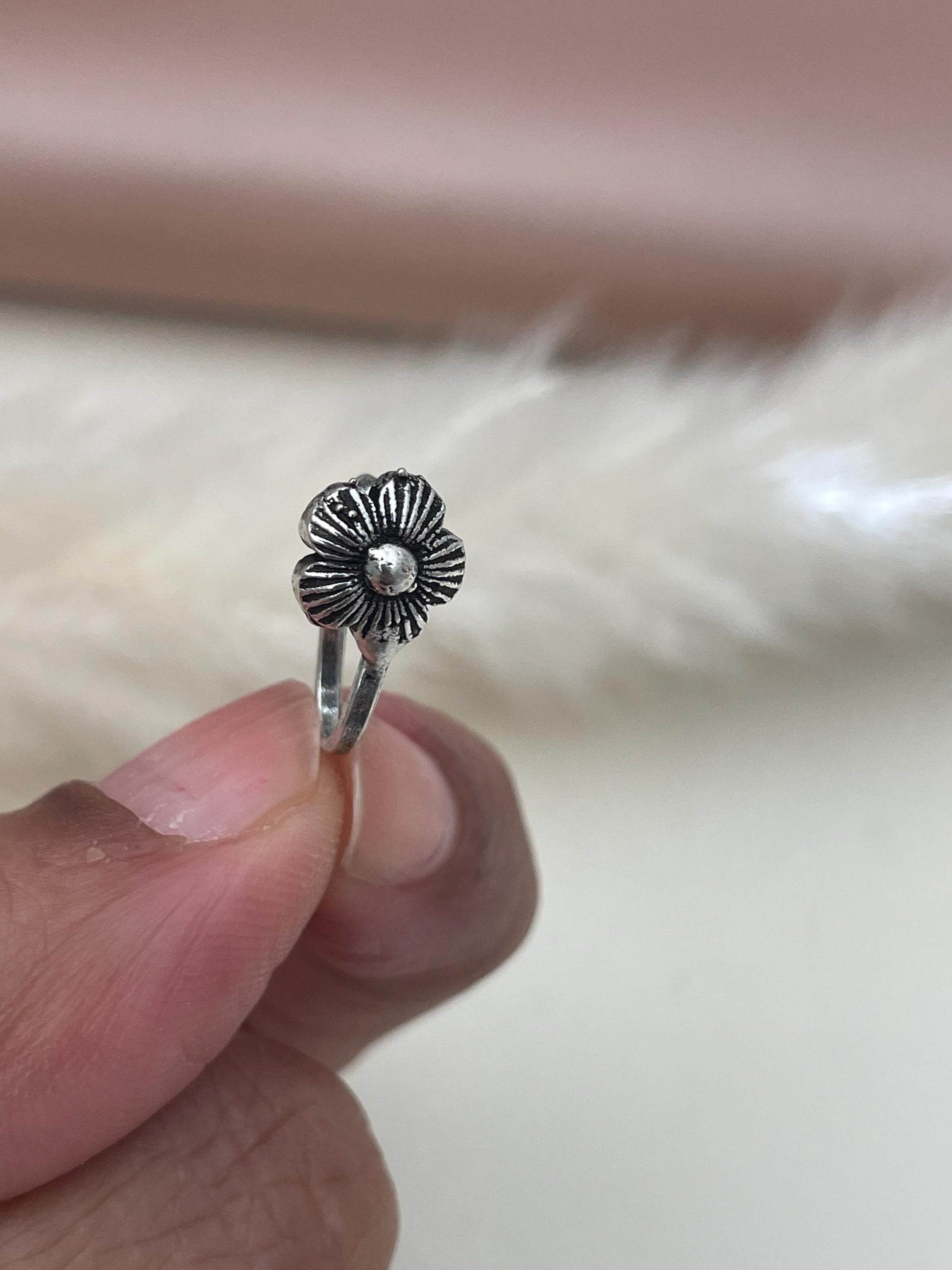 Oxidized Nose Pin: Marathi Nath Press Pin, No Piercing Needed