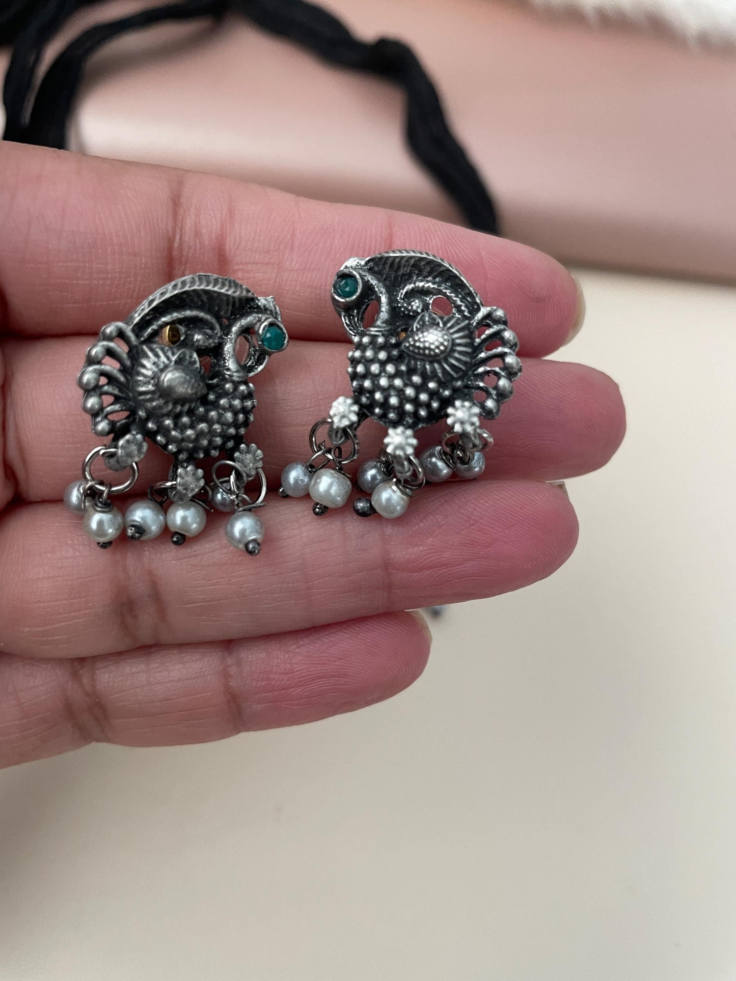 Oxidized Temple Choker Set: Multicolor Stone Navratri Jewelry