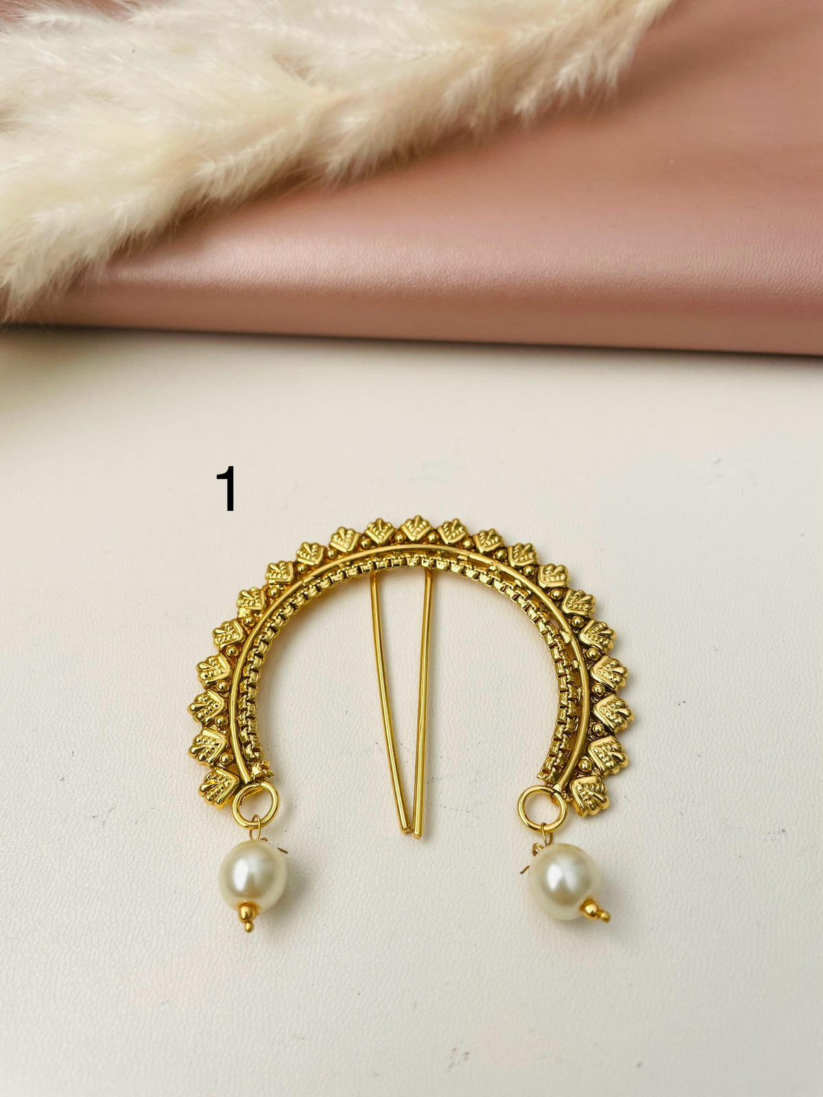 Antique Gold Plated Khopa: Maharashtrian Hair Bun Accessory
