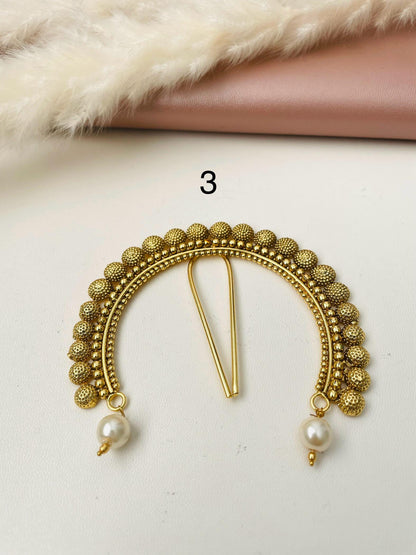 Antique Gold Plated Khopa: Maharashtrian Hair Bun Accessory