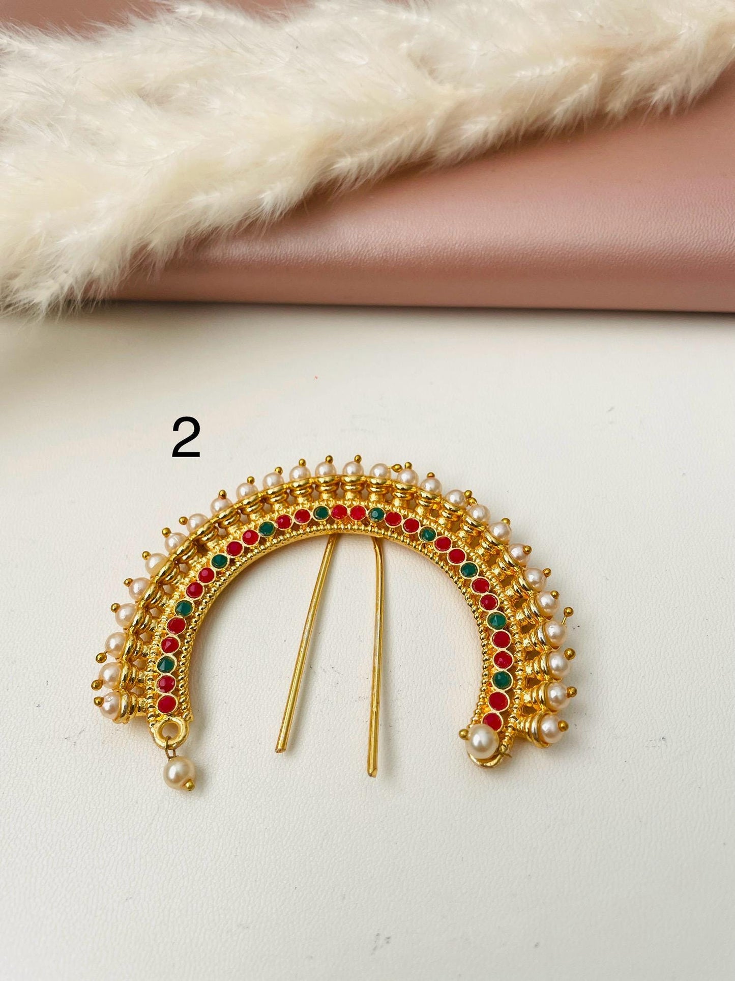 Antique Gold Plated Khopa: Maharashtrian Hair Bun Accessory