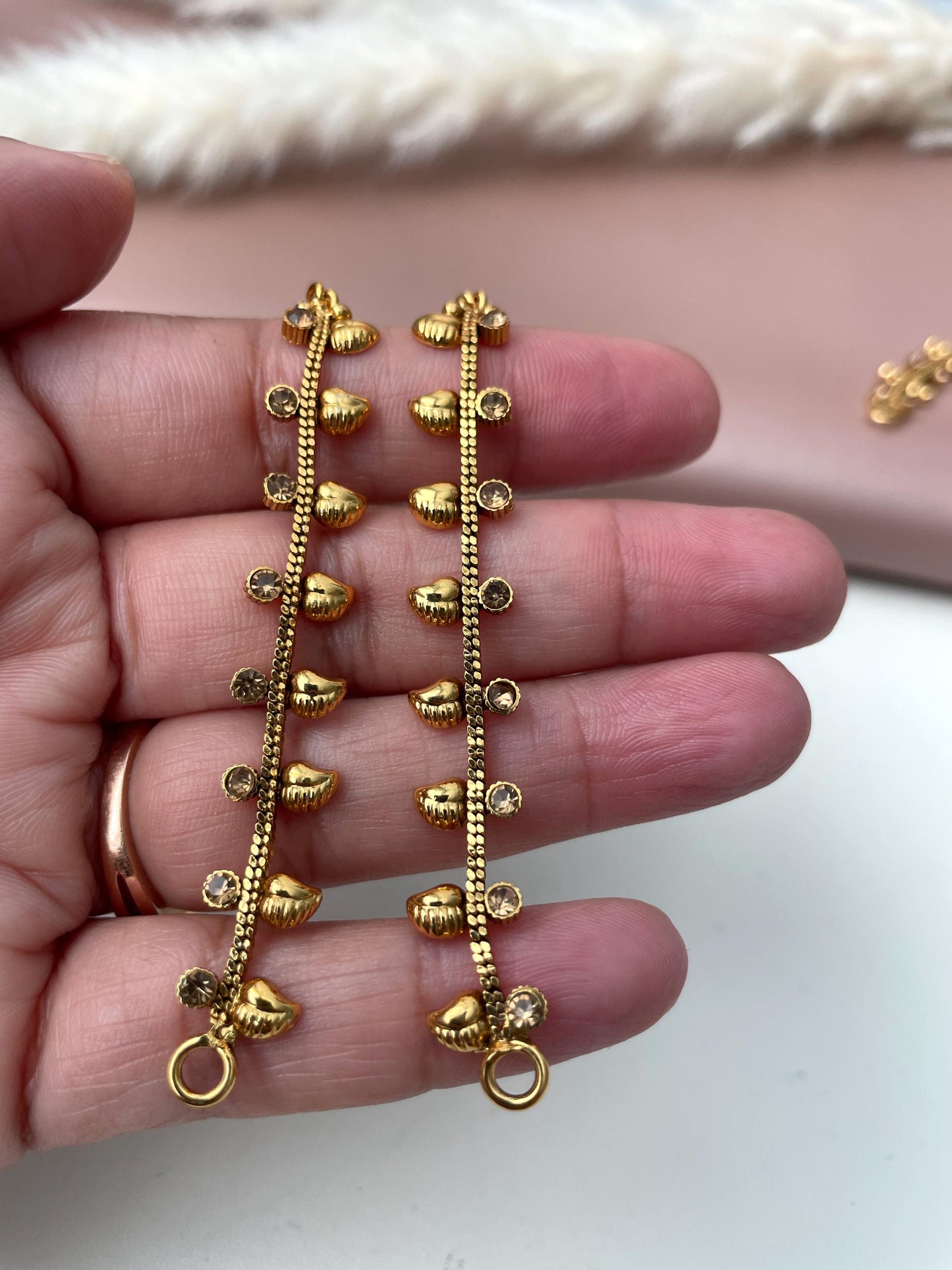 Gold Plated Ear Chain: Rhinestone Kaan Vel