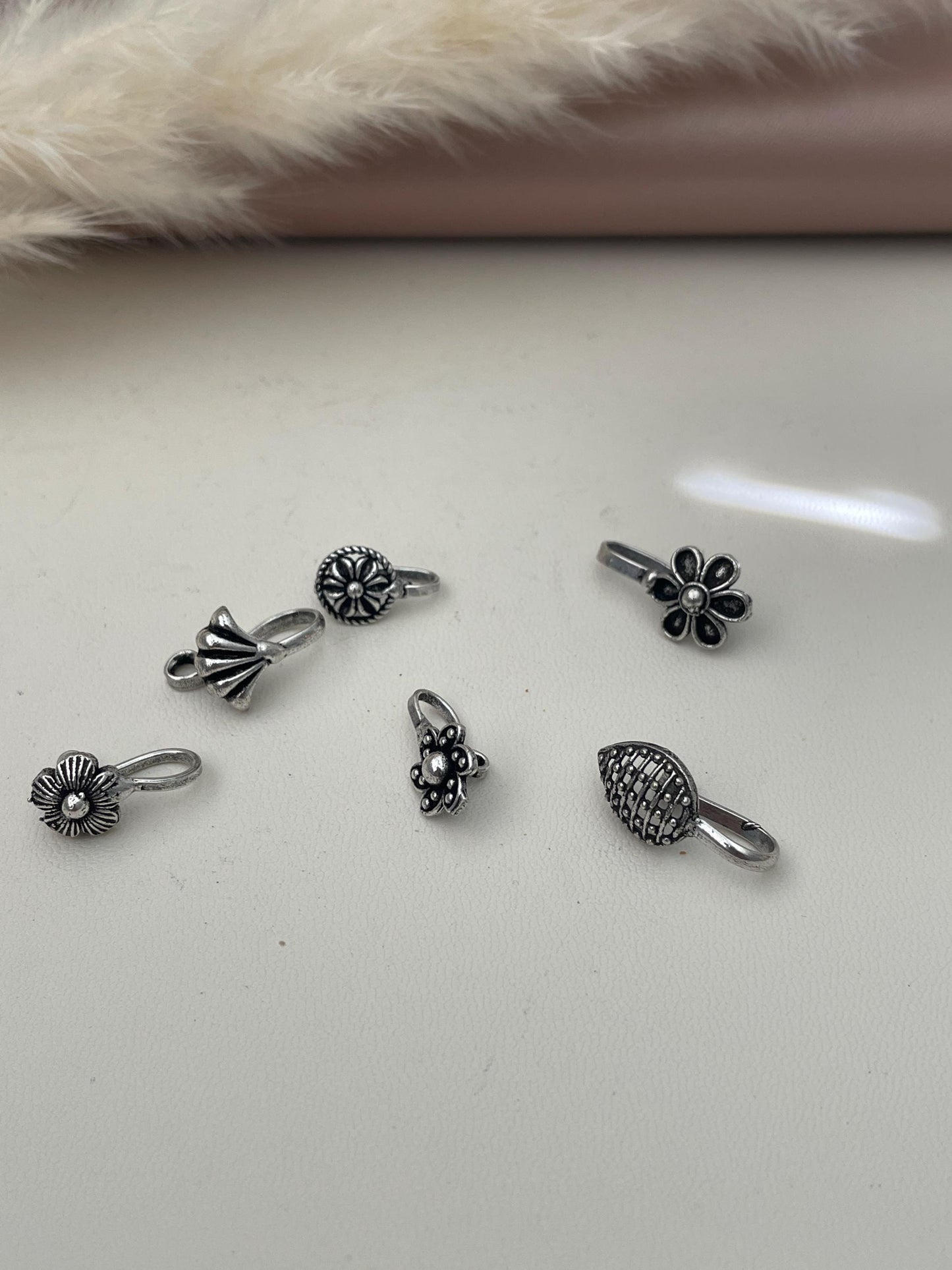 Oxidized Nose Pin: Marathi Nath Press Pin, No Piercing Needed