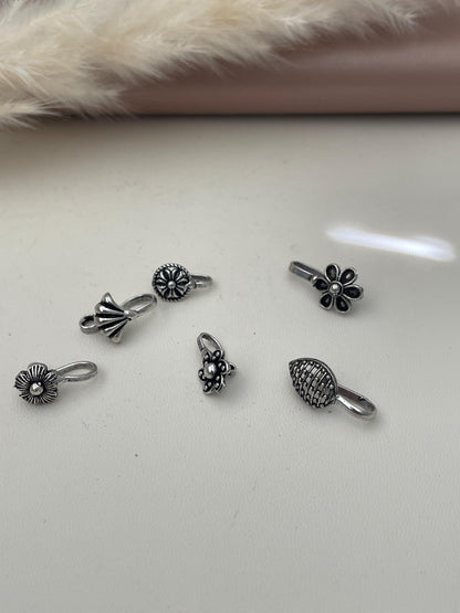 Oxidized Nose Pin: Marathi Nath Press Pin, No Piercing Needed