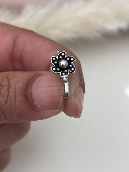 Oxidized Nose Pin: Marathi Nath Press Pin, No Piercing Needed