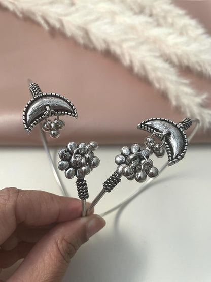 Oxidized Silver Anklet Bracelet: Bollywood Jhanjar Golusu, Pair