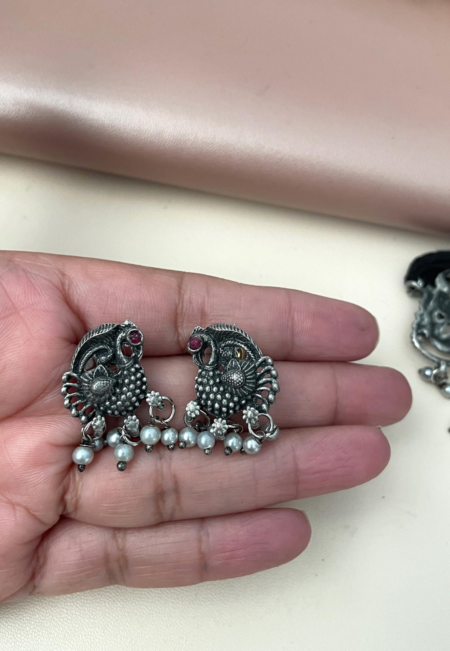 Oxidized Temple Choker Set: Multicolor Stone Navratri Jewelry