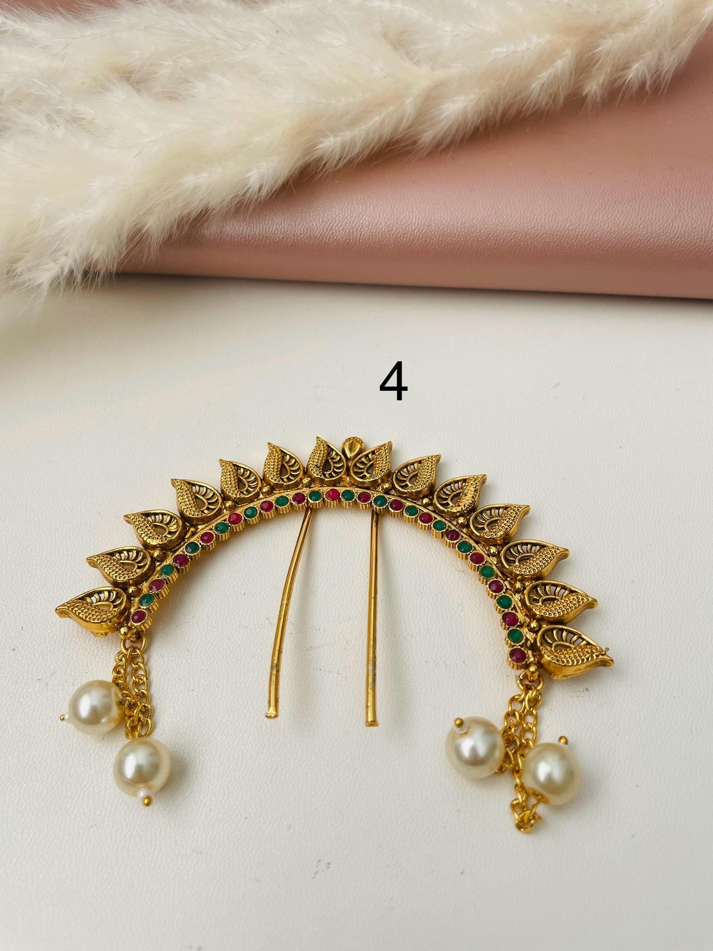 Antique Gold Plated Khopa: Maharashtrian Hair Bun Accessory