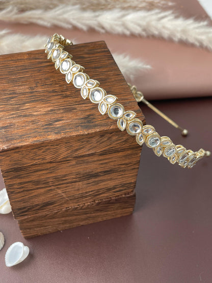 Gold Plated Kundan Hairband: Indian Bridal Jewelry