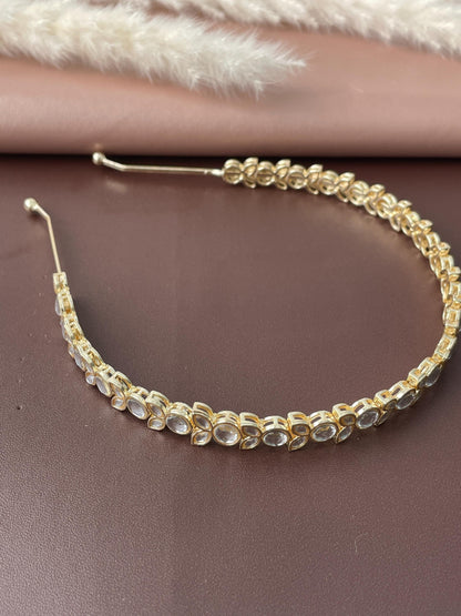 Gold Plated Kundan Hairband: Indian Bridal Jewelry