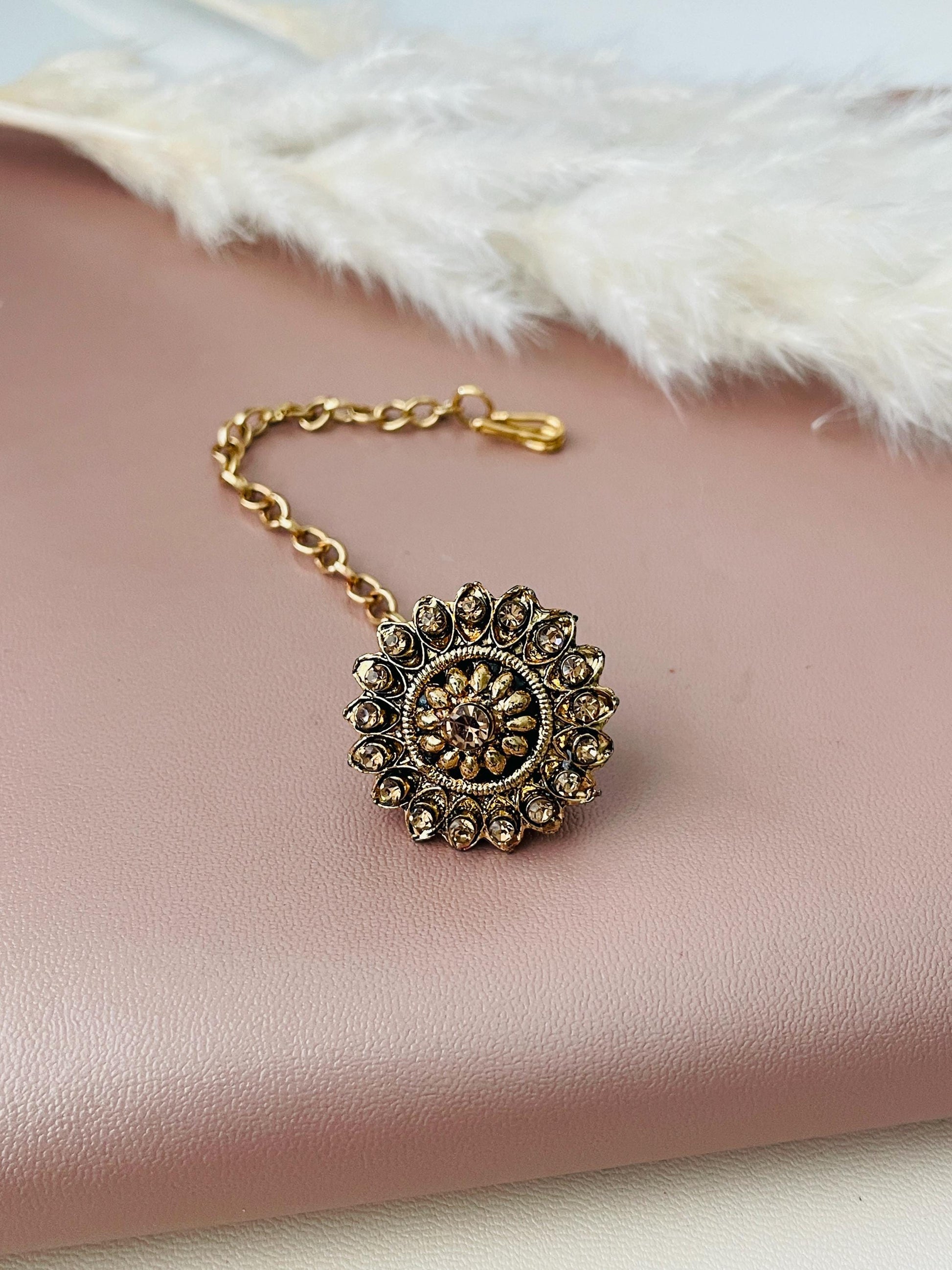 Rajasthani Borla | Head bore | Gold plated kundan borla | hair accessories | oxidized rajputi jewelry