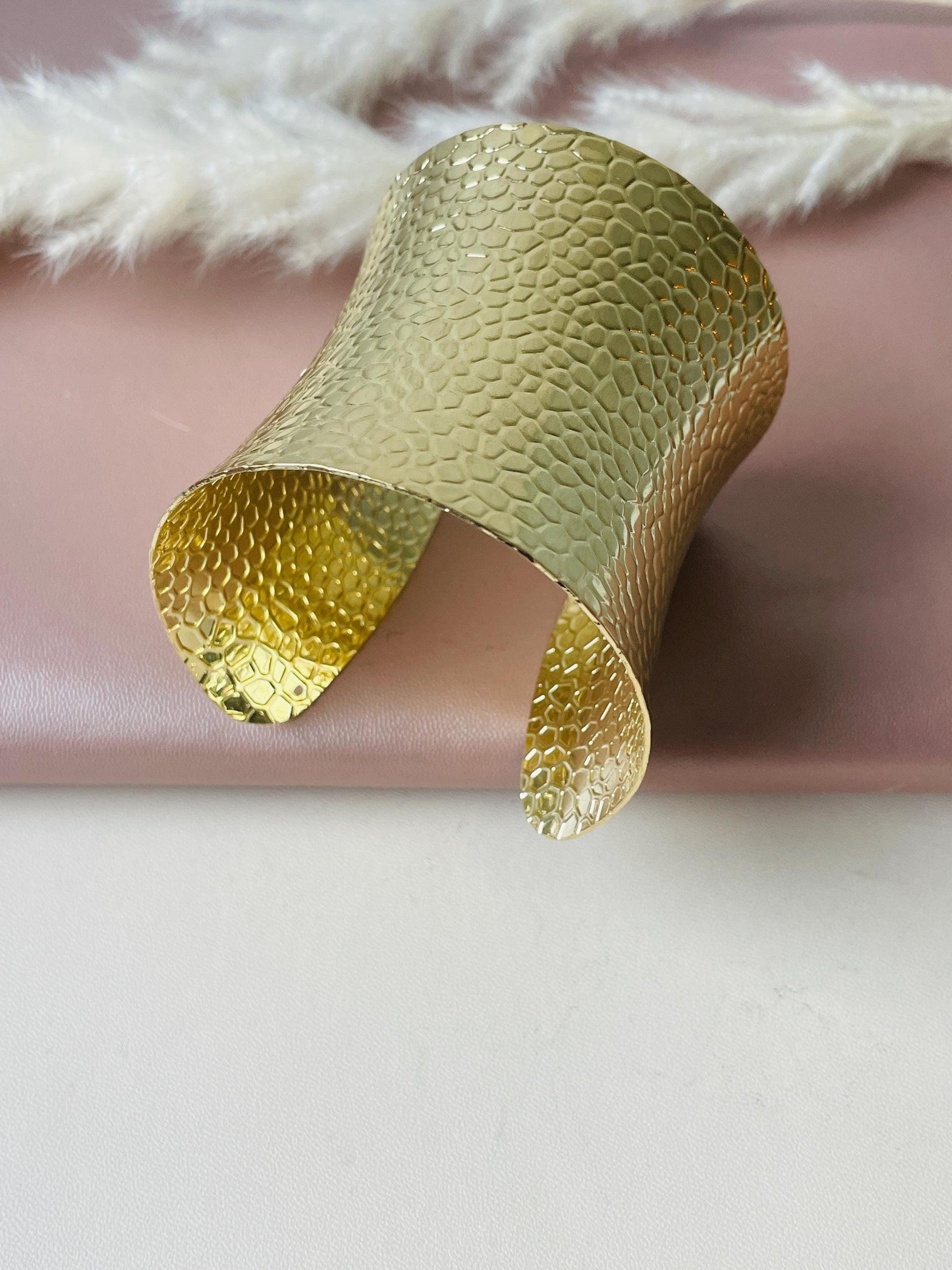 Gold Plated Cuff Bracelet: Royal Statement Jewelry
