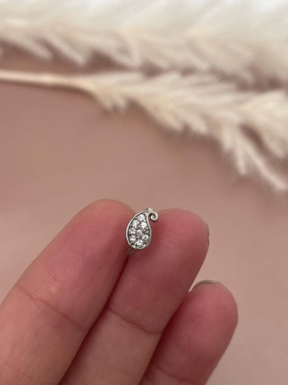 Gold Plated CZ Clip On Nose Ring: Indian Nath, No Piercing