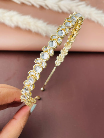 Gold plated kundan hair band