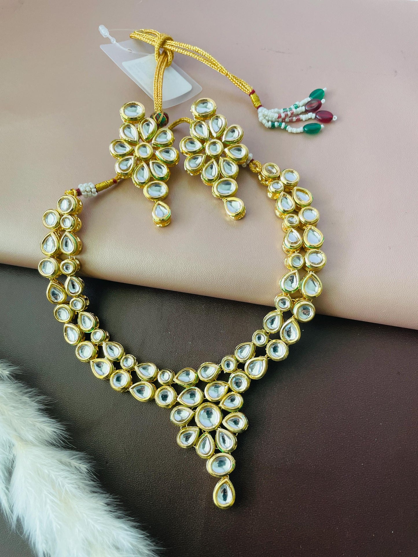 Gold Plated Kundan Bridal Necklace Set - Nysaa Layered Indian Jewelry