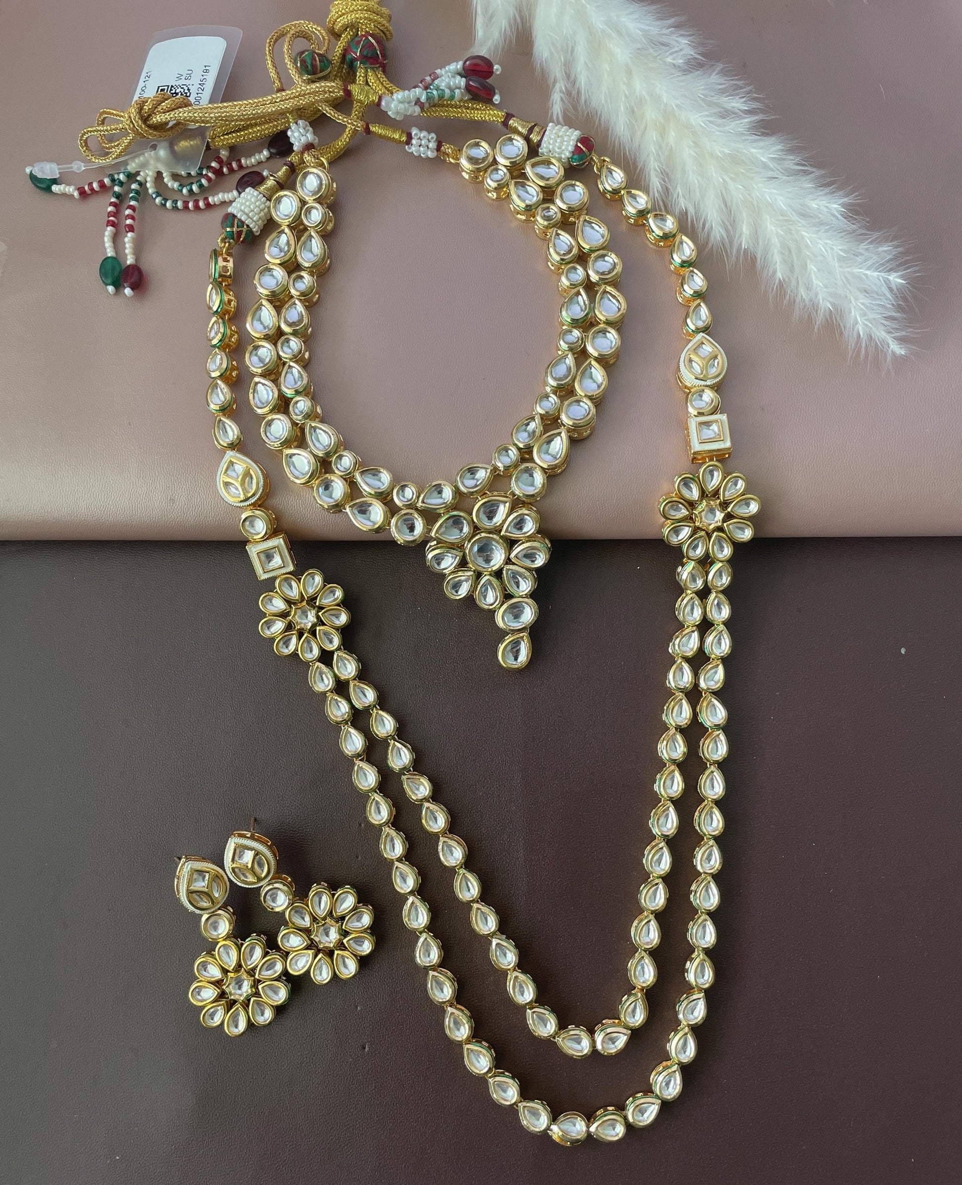 Gold Plated Kundan Bridal Necklace Set - Nysaa Layered Indian Jewelry