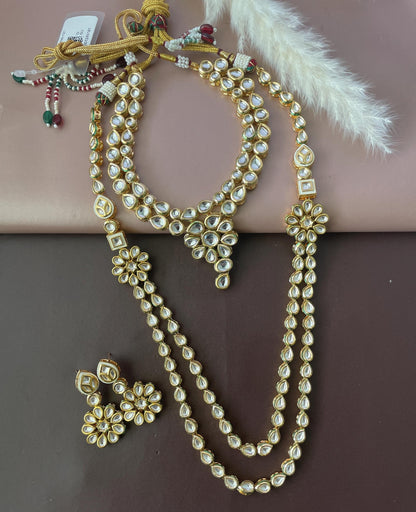 Gold Plated Kundan Bridal Necklace Set - Nysaa Layered Indian Jewelry