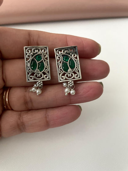 Oxidized Choker Necklace & Earrings Set: Indian Style Jewelry