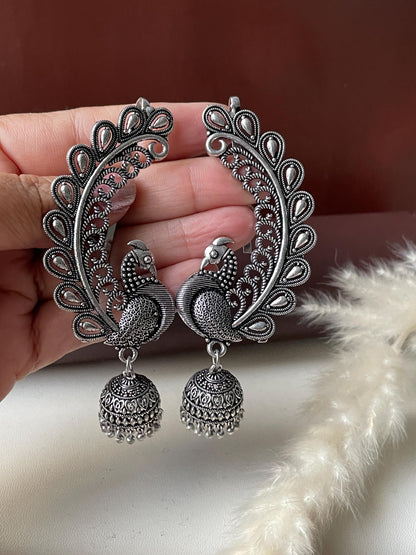 Oxidized Jhumka Ear Cuffs: Statement Party Earrings