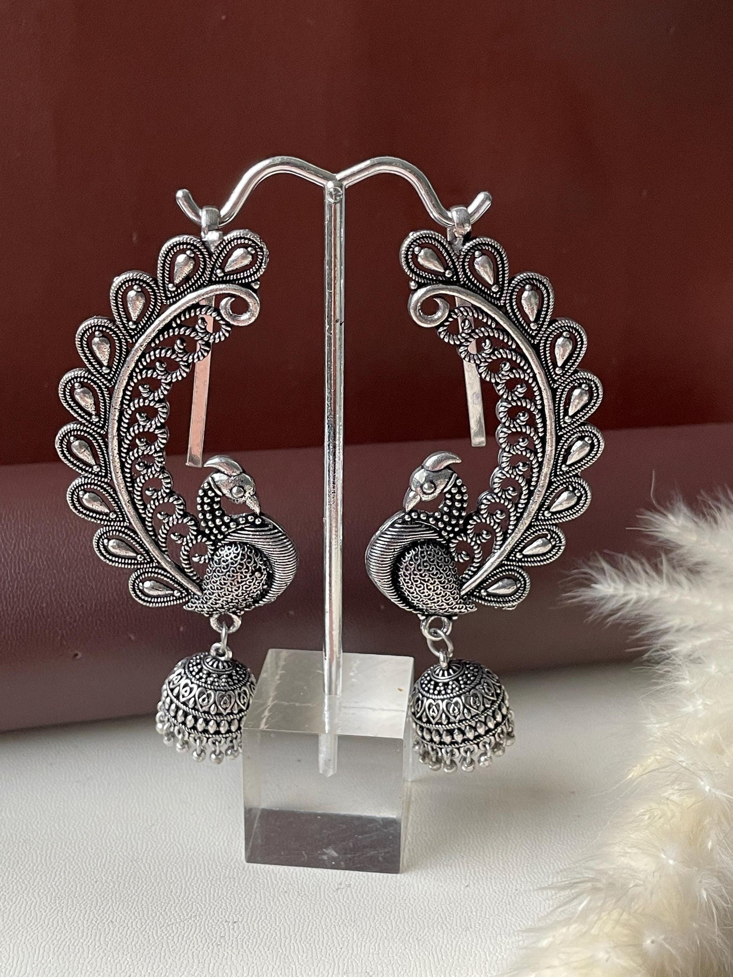 Oxidized Jhumka Ear Cuffs: Statement Party Earrings