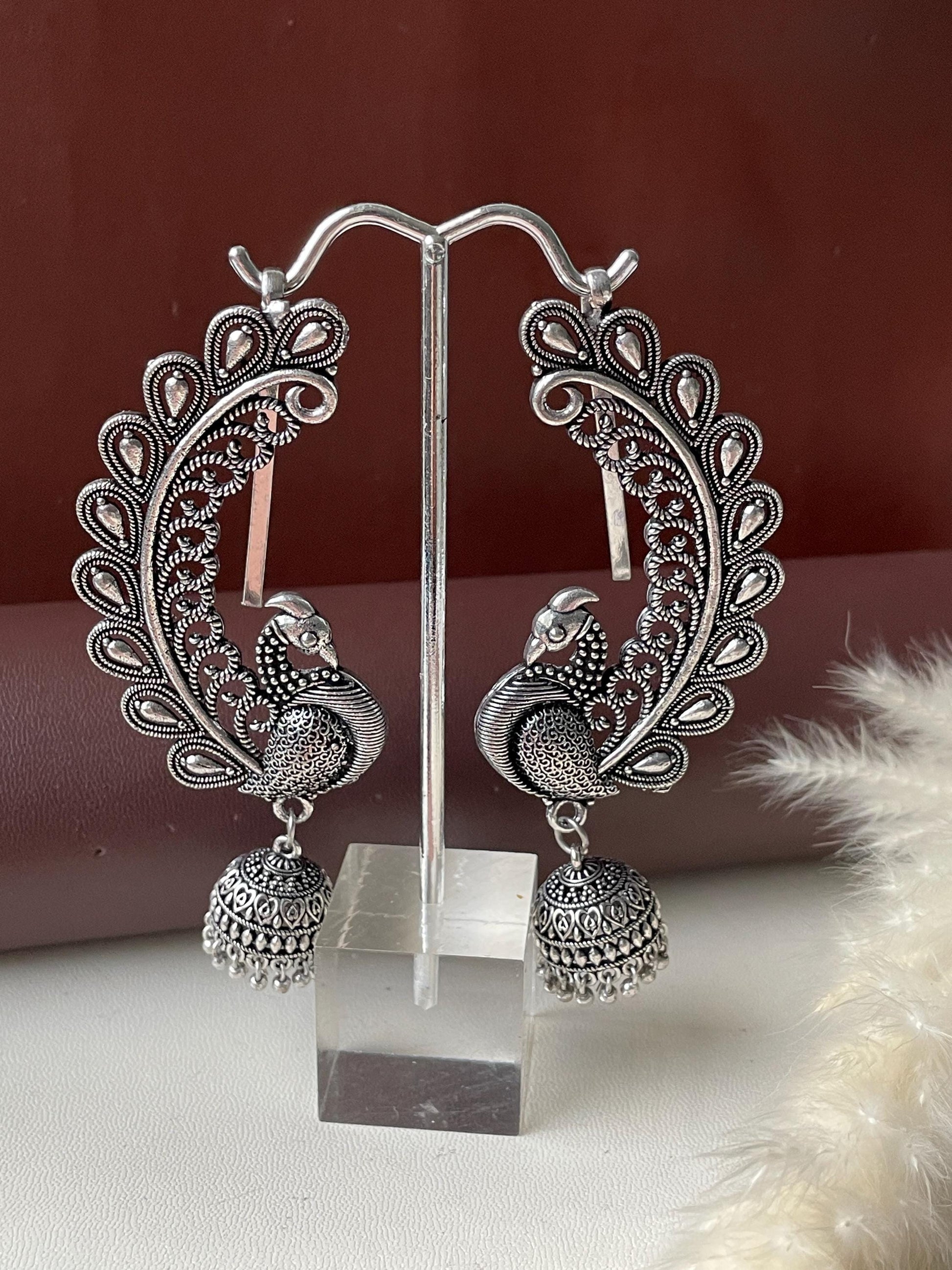 Oxidized Jhumka Ear Cuffs: Statement Party Earrings