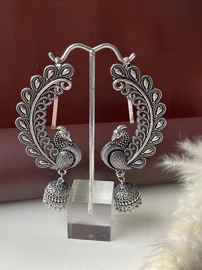 Oxidized Jhumka Ear Cuffs: Statement Party Earrings