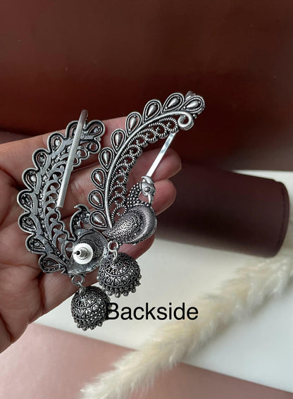 Oxidized Jhumka Ear Cuffs: Statement Party Earrings