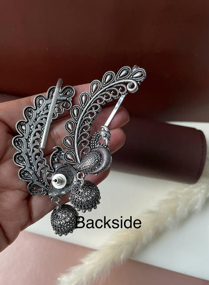 Oxidized Jhumka Ear Cuffs: Statement Party Earrings
