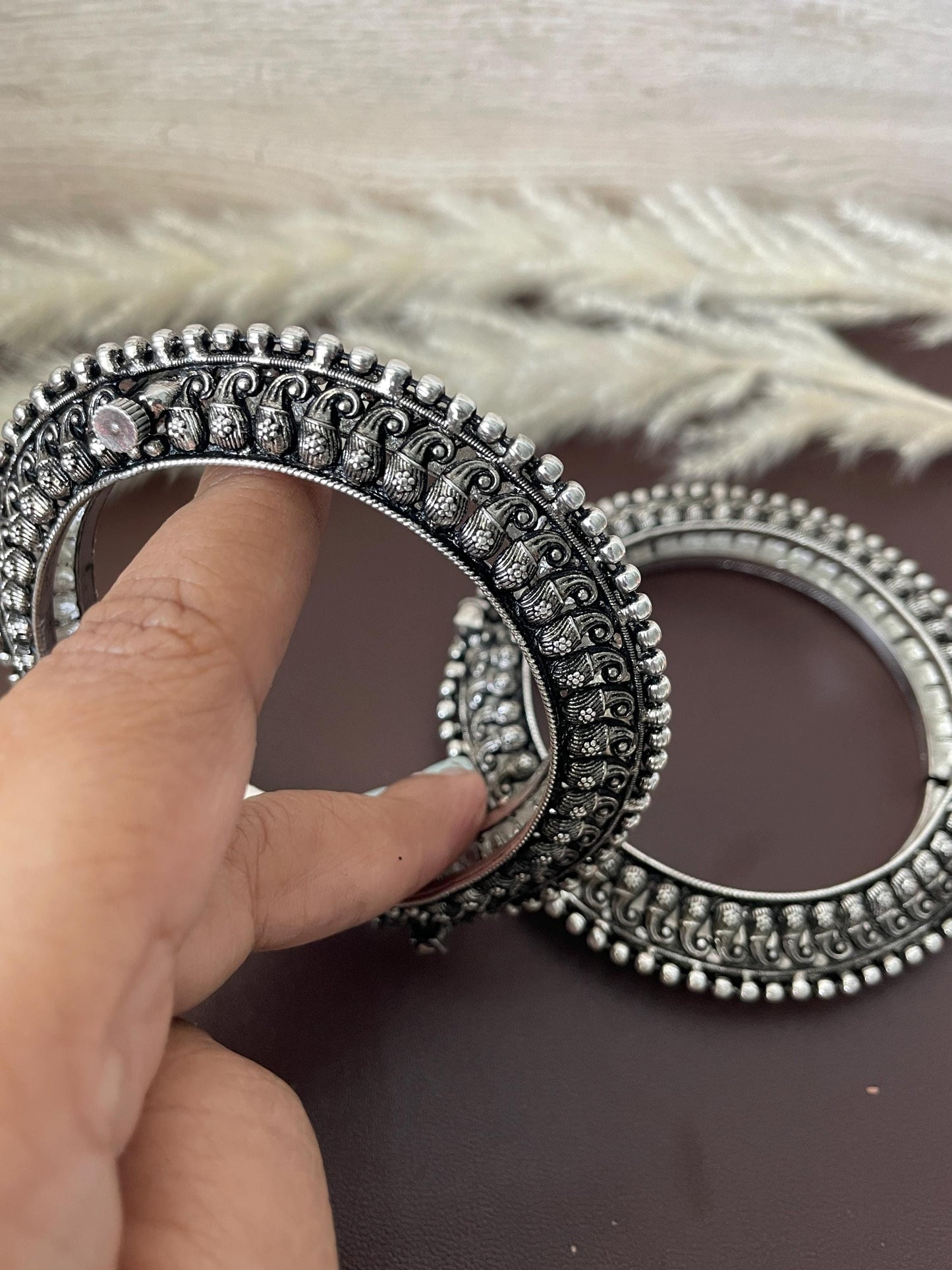 Oxidized Openable Bangles: Maharashtrian Koyiri Tode Cuff Bracelet