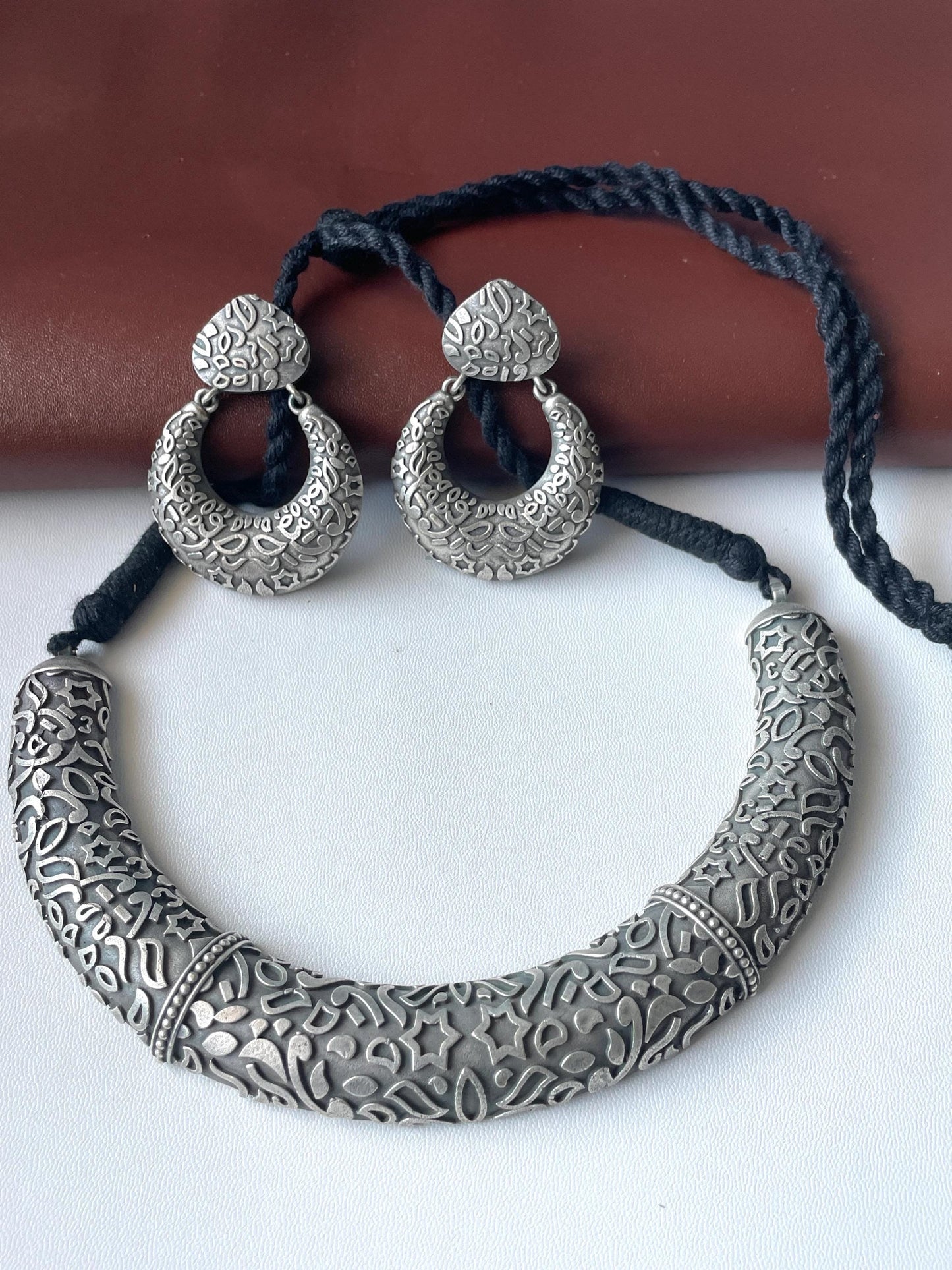 High quality Oxidised neckpiece with matching earrings