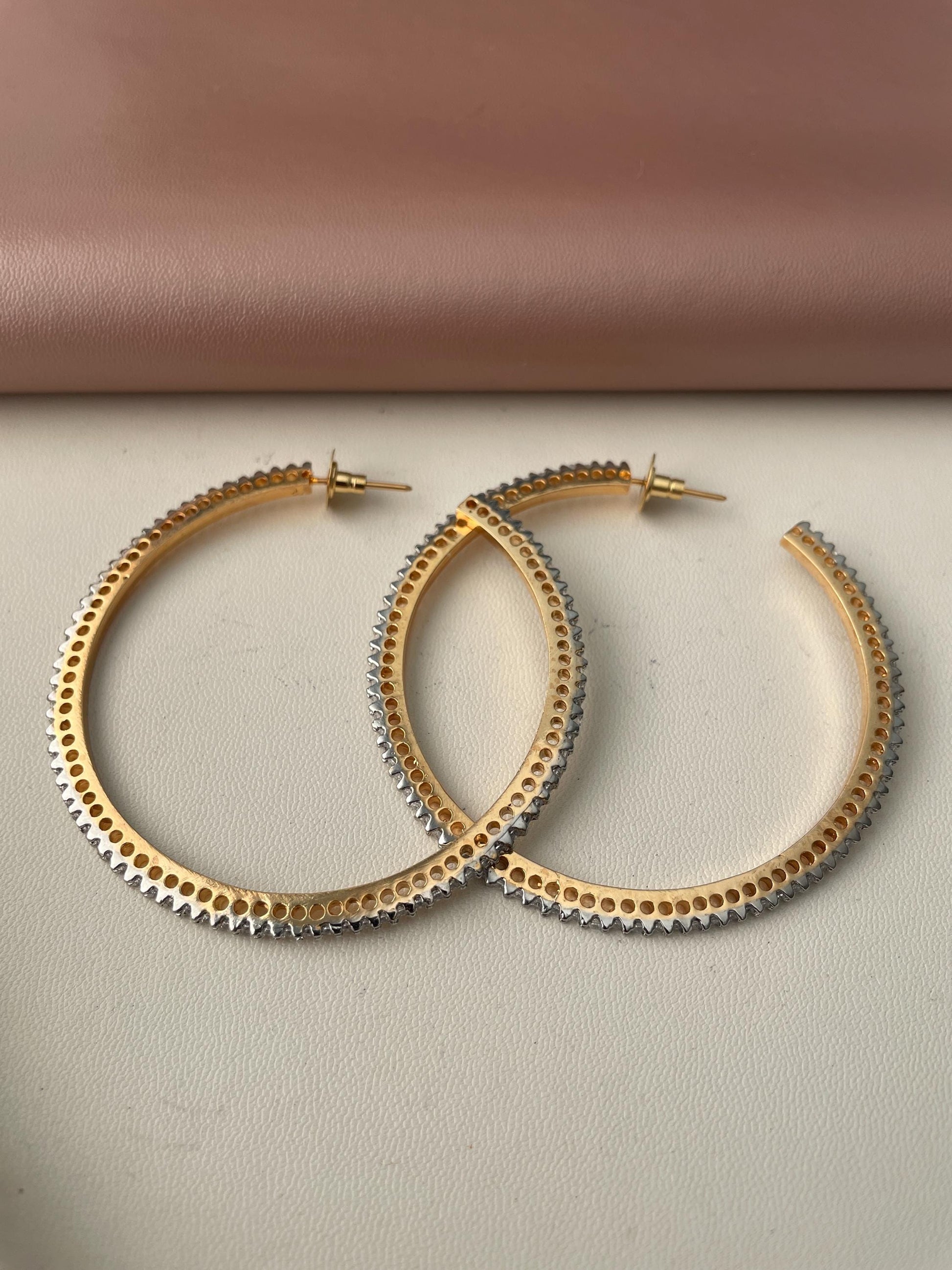 Cubic Zirconia Jhumki Earrings: Indian Bollywood Style, Gold Plated Hoops