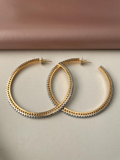 Cubic Zirconia Jhumki Earrings: Indian Bollywood Style, Gold Plated Hoops