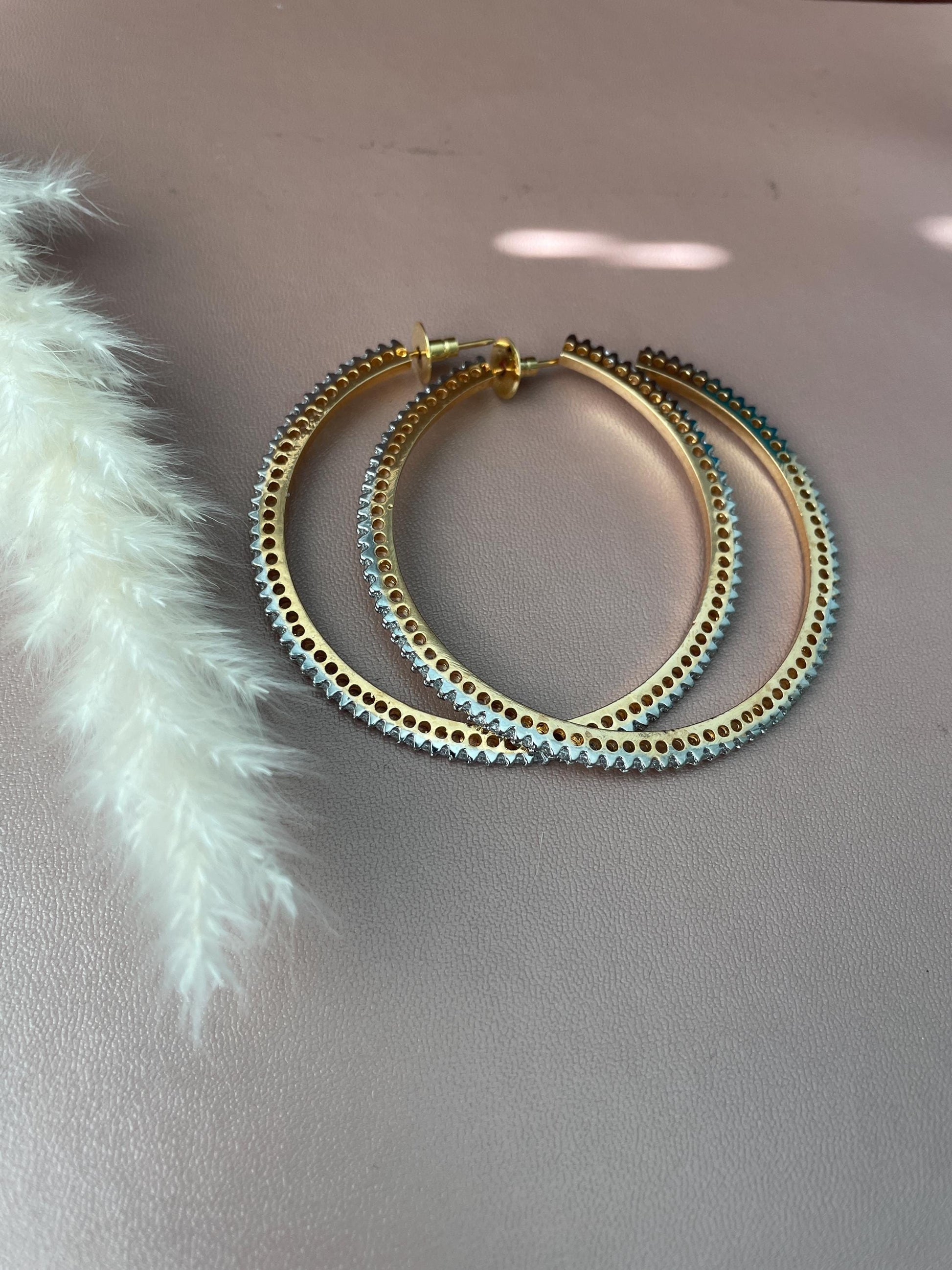 Cubic Zirconia Jhumki Earrings: Indian Bollywood Style, Gold Plated Hoops