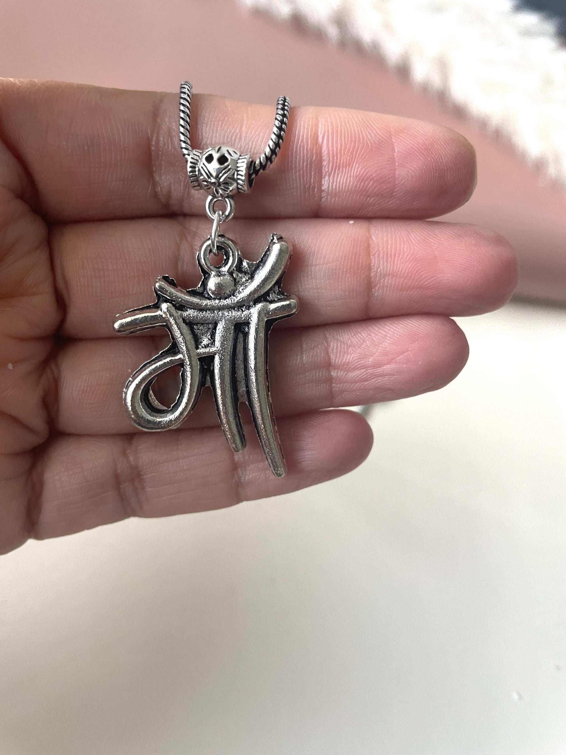 Oxidized Peacock Pendant Necklace: Indian Maa Script, Lightweight