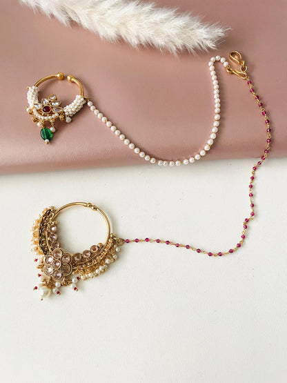 Kundan Bridal Nose Ring: Oversized Indian Clip-on Nath
