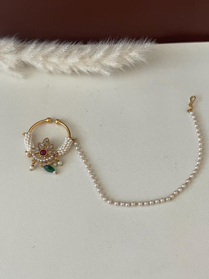 Kundan Bridal Nose Ring: Oversized Indian Clip-on Nath