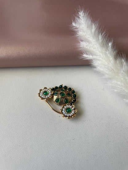 Maharashtrian Nath: Gold Plated Nose Clip-on - Indian Jewelry
