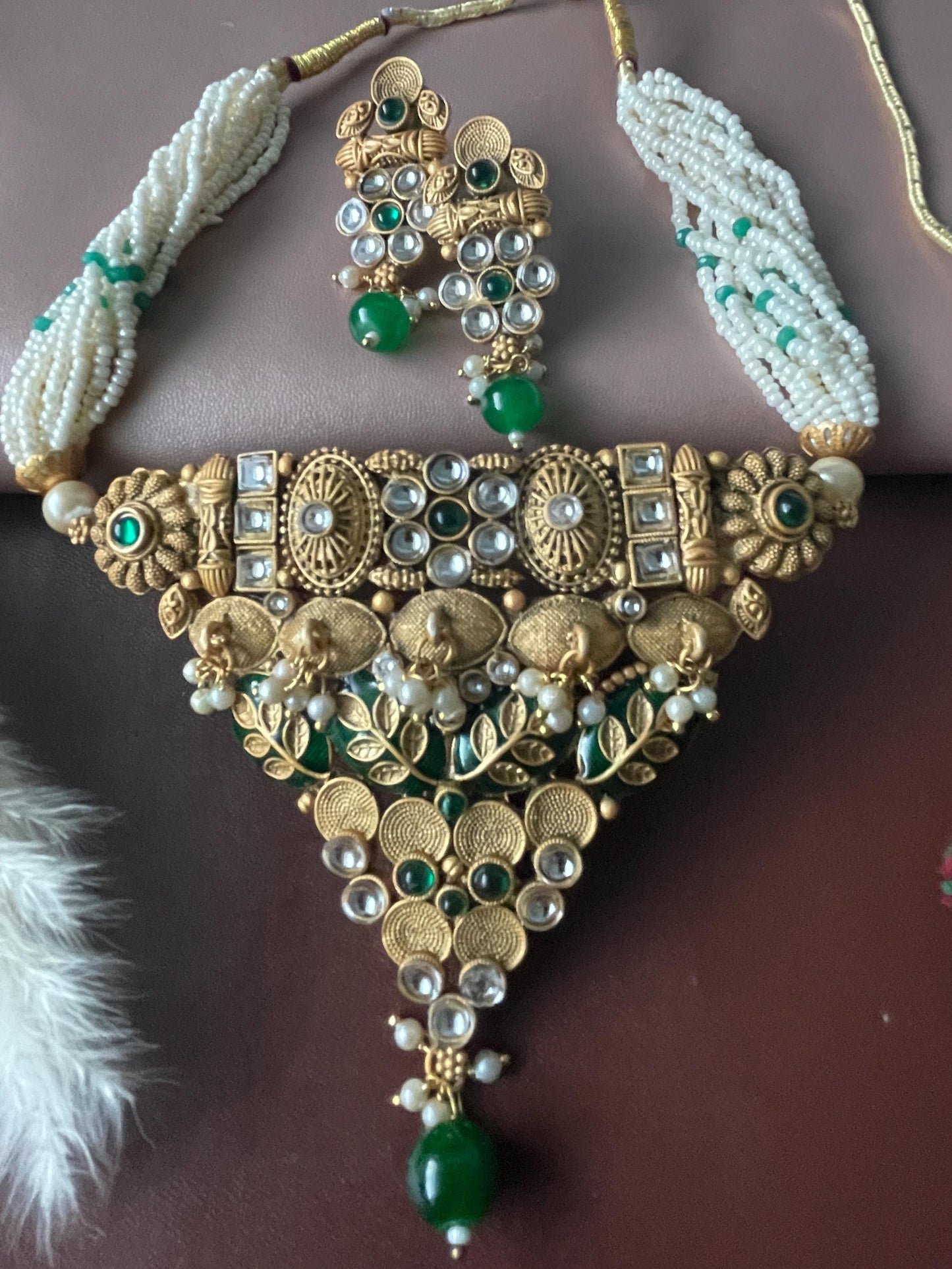 Kundan Choker Set: Rajawadi Gold Finish Necklace & Earrings