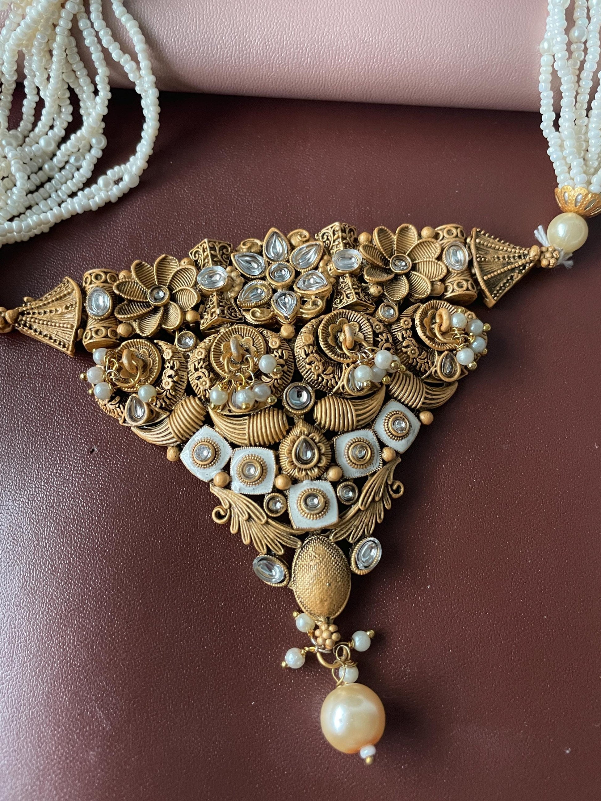 Kundan Choker Set: Rajawadi Gold Finish Necklace & Earrings