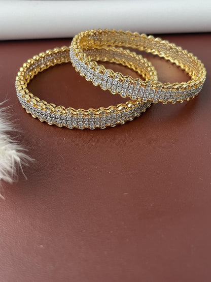 Nysaa Dual Tone CZ Bangles: Gold Plated Indian Jewelry (Set of 2)