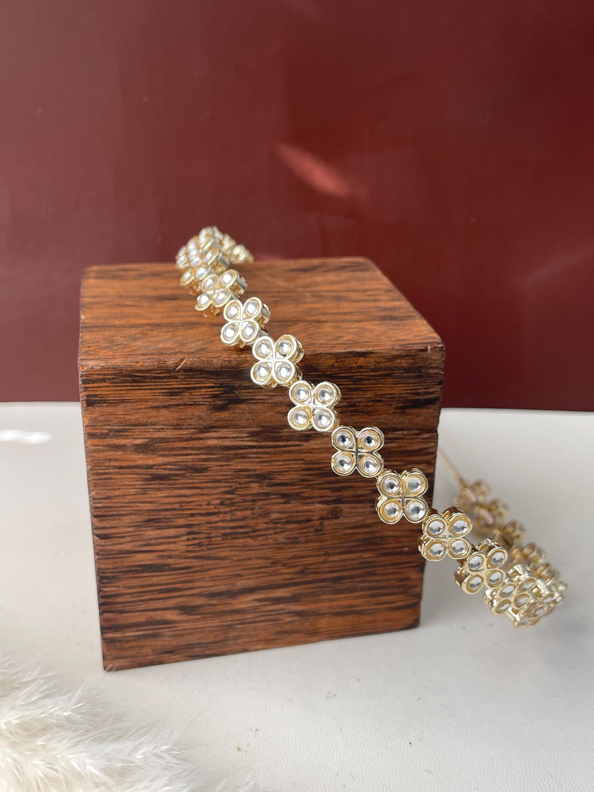 Gold Plated Kundan Hairband: Indian Bridal Jewelry