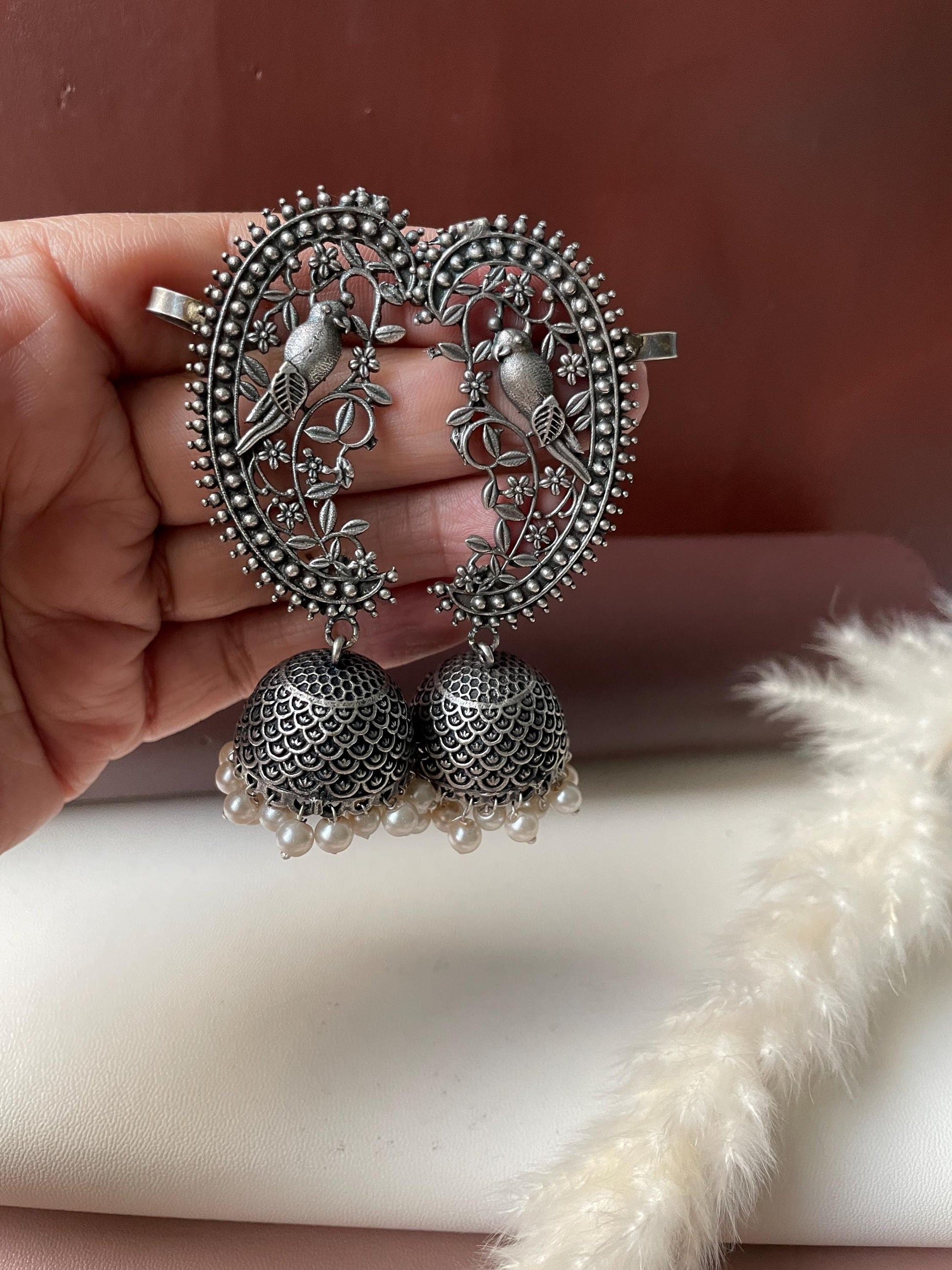 Oxidized Jhumka Ear Cuffs: Statement Party Earrings