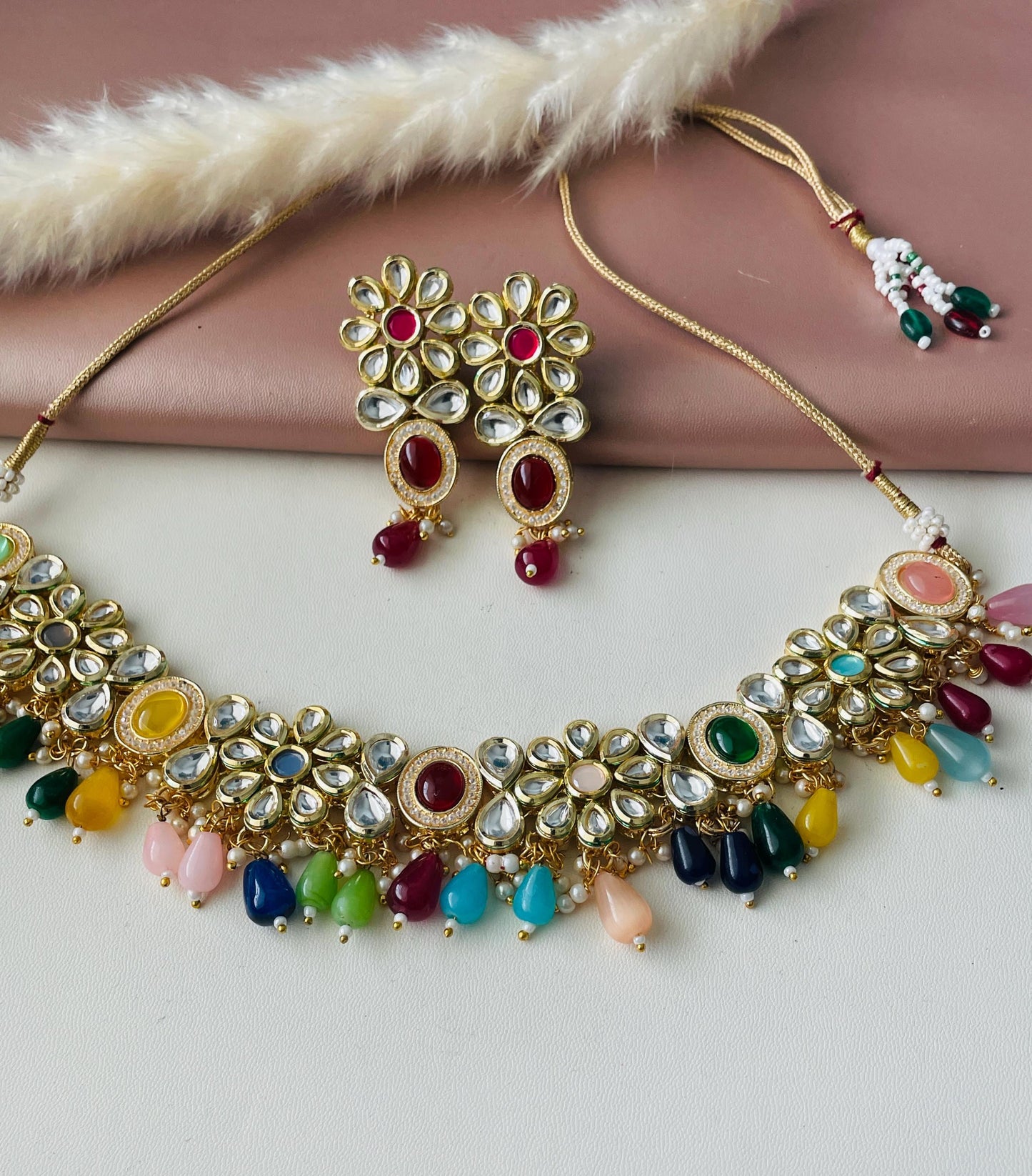 Yellow Kundan Choker Set: Bridal Jewelry with Pearls & CZ