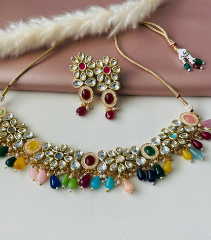 Yellow Kundan Choker Set: Bridal Jewelry with Pearls & CZ